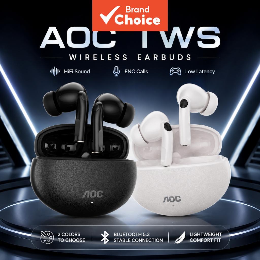 Fones de ouvido Bluetooth AOC True Wireless 5.3, som estéreo Hi-Fi imersivo, fone gamer com baixa latência de 60 ms,