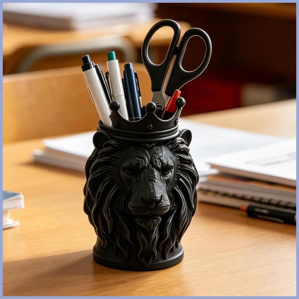 Suporte De Caneta Pequeno Para Mesa , Formato De Leão , Armazenamento De Papelaria , Copo De Lápis Em Animal Escritores