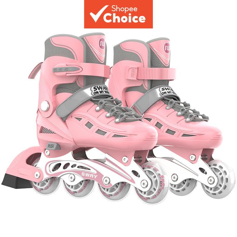 Melhor Vendedor Sway PU Único flash Crianças Ajustáveis Patins Masculinos E Femininos Secos Em Linha Destacáveis