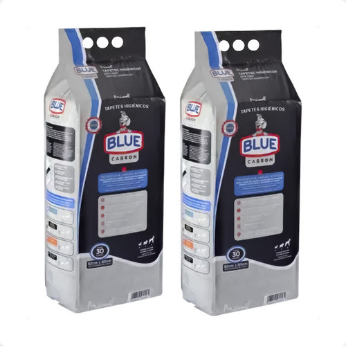 Kit 2 Tapete Higiênico Blue Carbon 82x60 Cm 30 Unidades