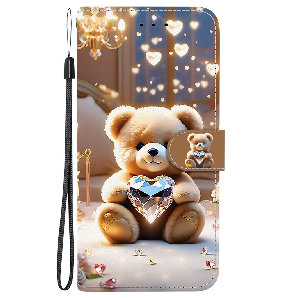 Samsung Galaxy A51 A71 A50 A50S A30S A12 A11 A21S A31 A70 A10 A20 A30 Bonito Urso Carteira Flip Couro Magnético Caso De 