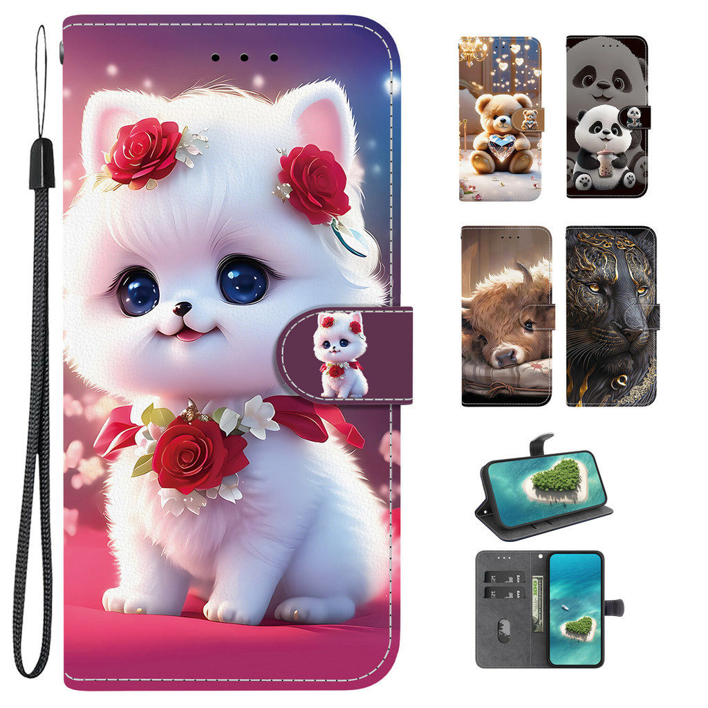 Xiaomi Redmi 15C Nota 15 14 13 12 12S 11 11S 10 10S Pro Plus 14C 13C 4G 5G Gato Flor Carteira Flip Couro Magnético Caso em Oferta na Shopee