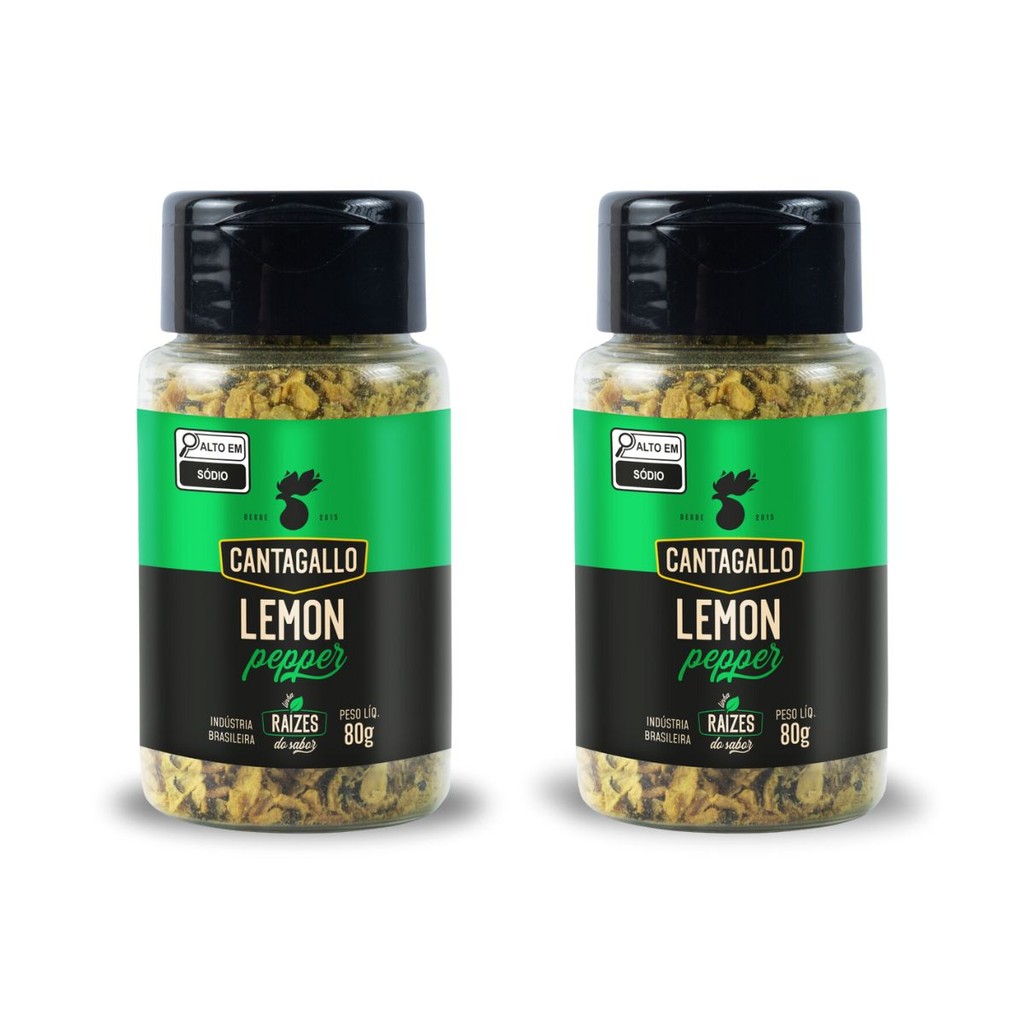 Kit 2 Tempero Lemon Pepper CantaGallo 80g - Toque de Limão e Pimenta Frango e Peixe