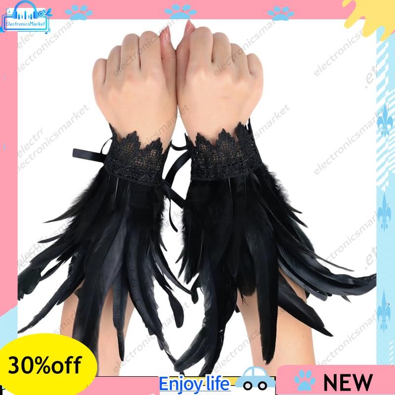 🌹Algemas De Penas Femininas Pulseira Acessórios De Punho De Pele Punhos Macios Pulso Festival Mostrar Dança A