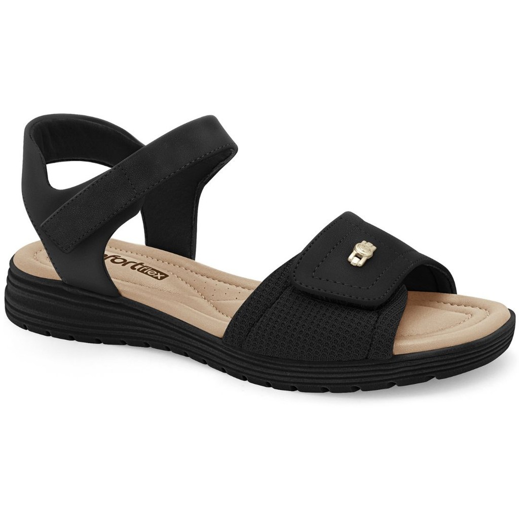 Sandália Feminina Velcro E Lycra Preto Comfortflex 2351403-8 em Oferta na Shopee
