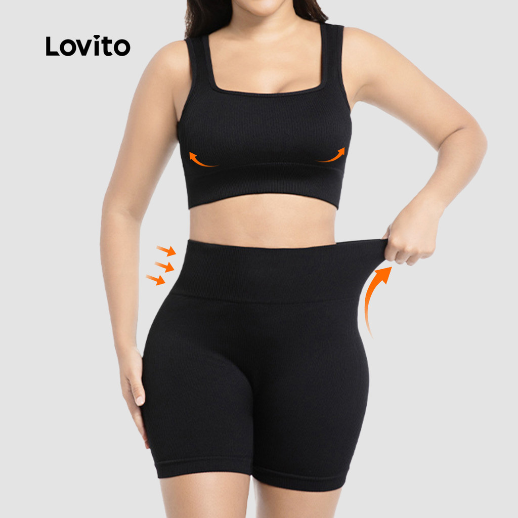 (NEW) Lovito Conjunto Esportivo de Esportes Sporty para Mulheres LNE116X057 em Oferta na Shopee