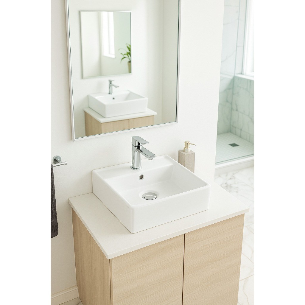 QUEIMA DE ESTOQUE PROMOÇÃO! Cuba Pia P/ Banheiro Quadrada Lavabo Apoio Sobrepor Promoção 100% louça