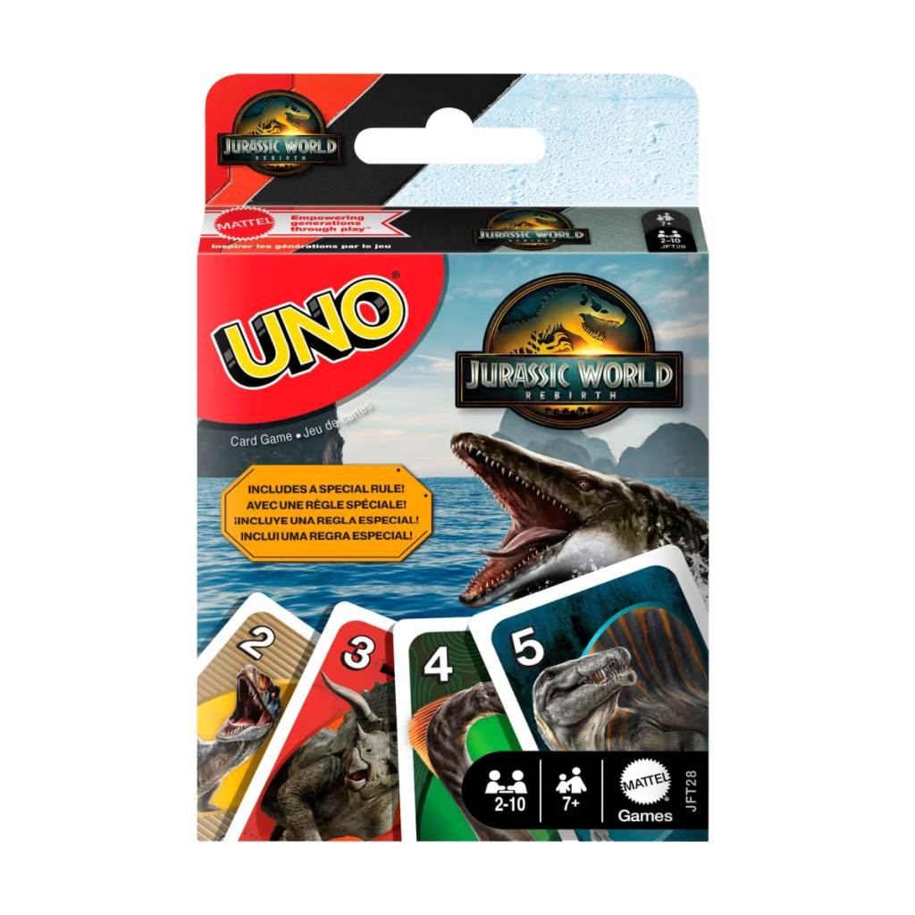 Jogo Uno Jurassic World Rebirth Cartas Temáticas Baralho Original Mattel Brinquedo Família Criança