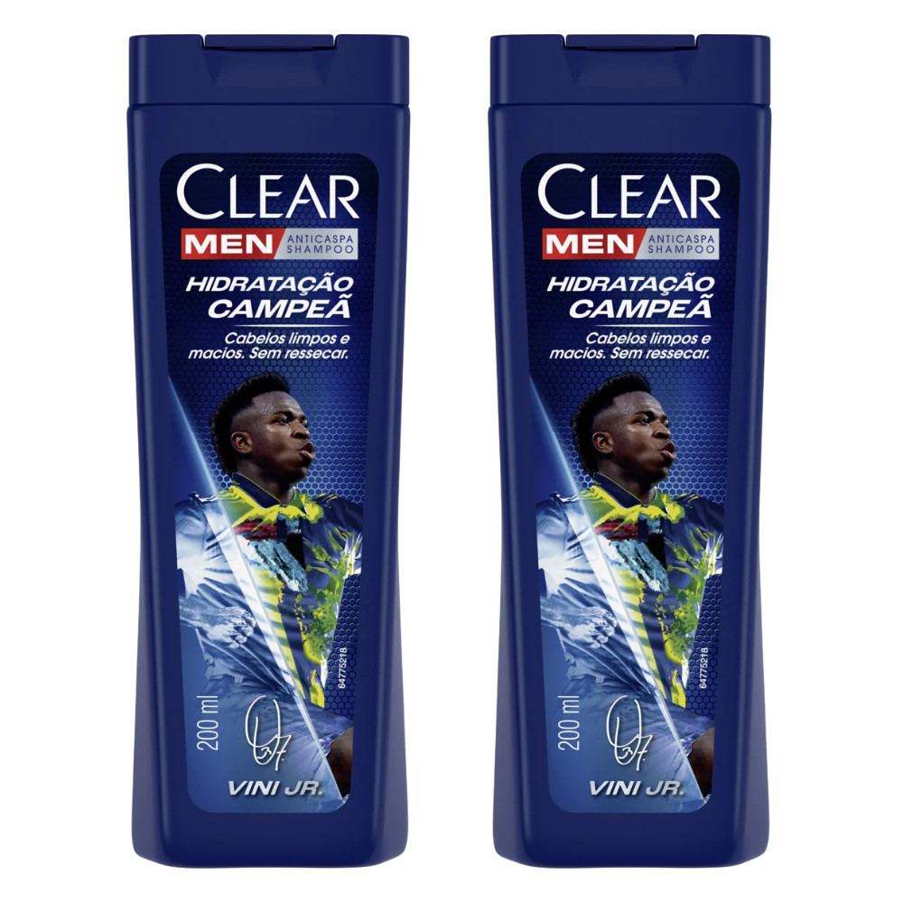 Shampoo Clear Men Anticaspa Hidratação Campeã 200ml | Vini Jr. | Limpeza e Fios Hidratados em Oferta na Shopee