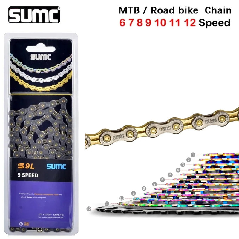 Correntes De Bicicleta SUMC 8/9/10/11/12 Velocidade 116/126 Link MTB De Estrada Para SHIMANO SRAM Campagnolo