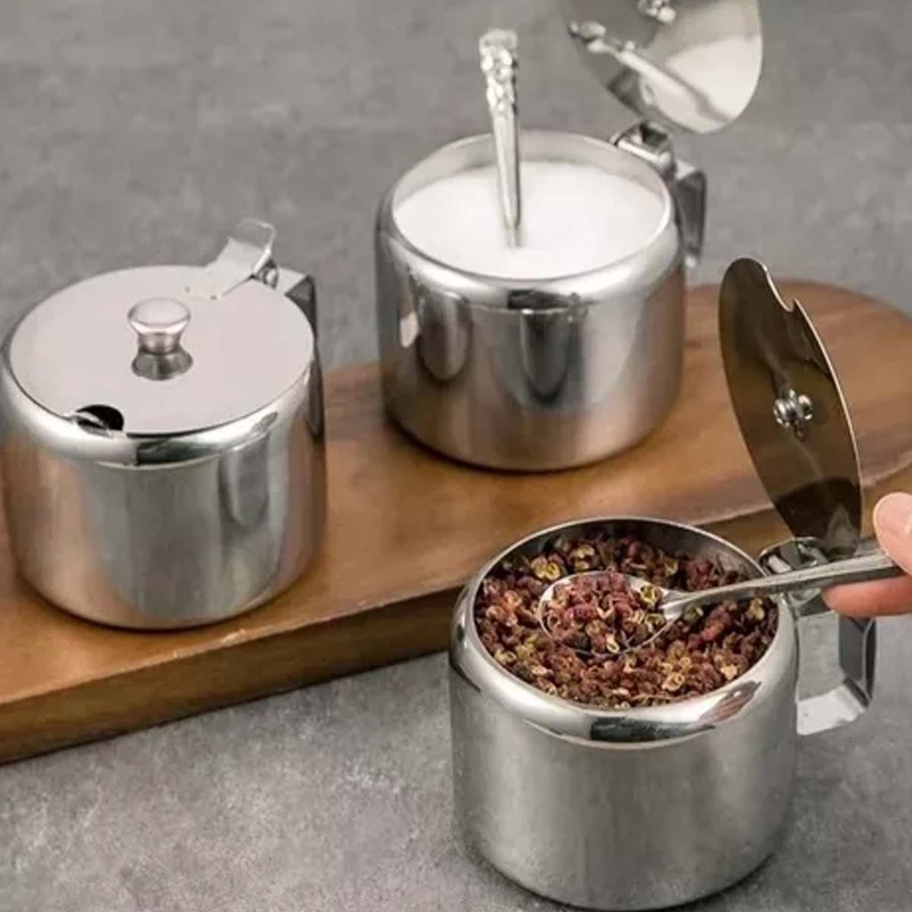Detalhes do Açucareiro Inox 250ml Praticidade e Estilo com Colher