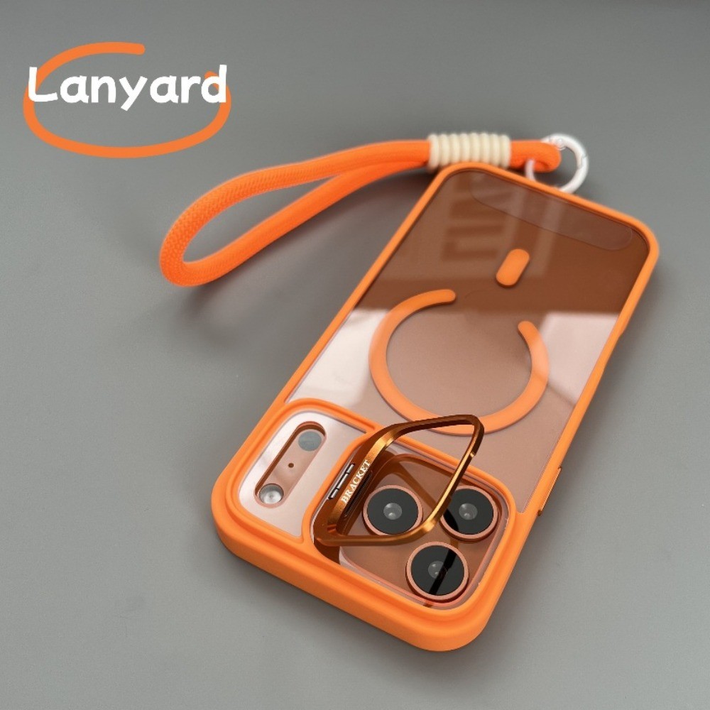 Com Cordão Laranja Transparente Magnético Caso De Telefone Para iPhone 17 11 12 13 14 15 16 Pro Max Plus 17Air Lente Fli em Oferta na Shopee