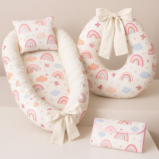 Kit enxoval de bebê –Almofada de Amamentação + Ninho Redutor de Berço + Trocador Portátil Estampado em Oferta na Shopee
