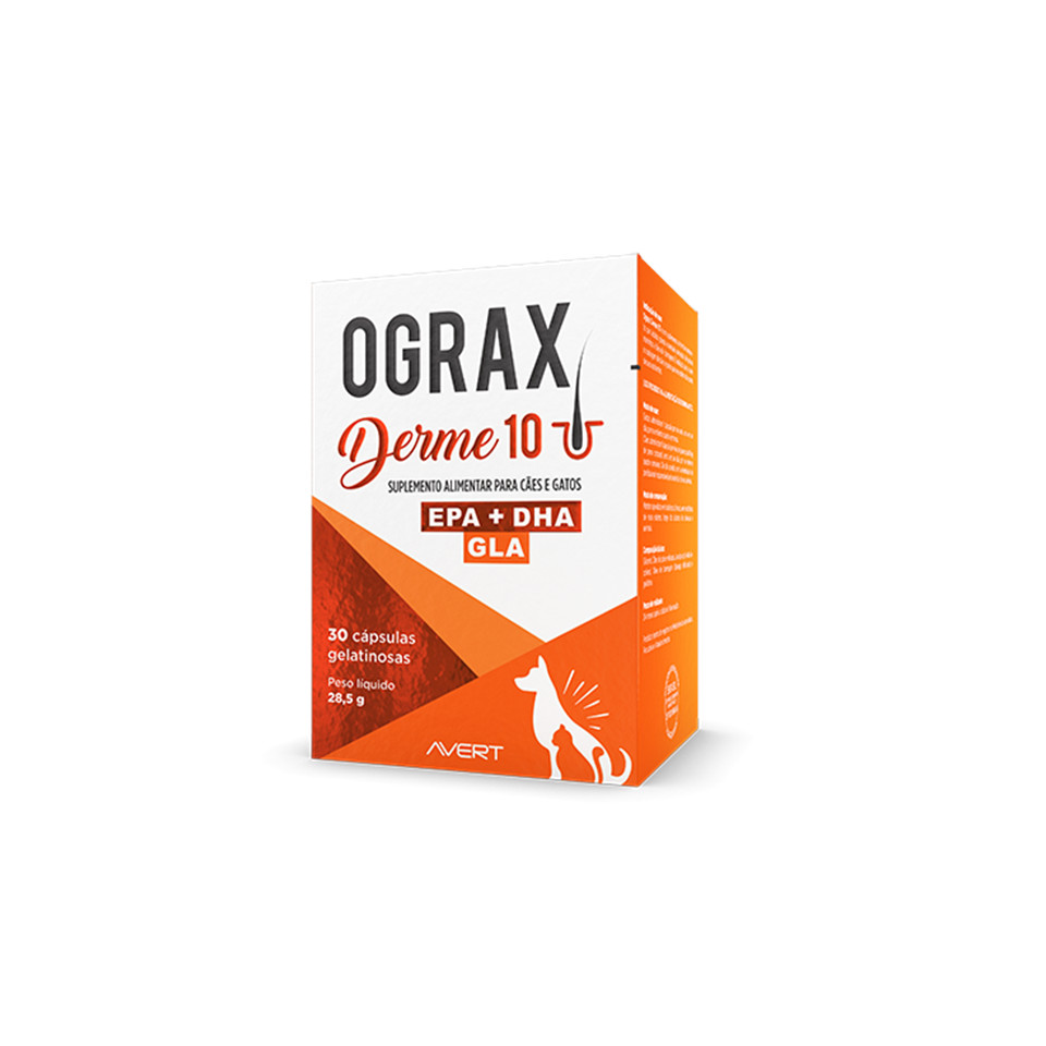 Suplemento Cães E Gatos Avert Ograx Derme 10 Com 30 Cápsulas