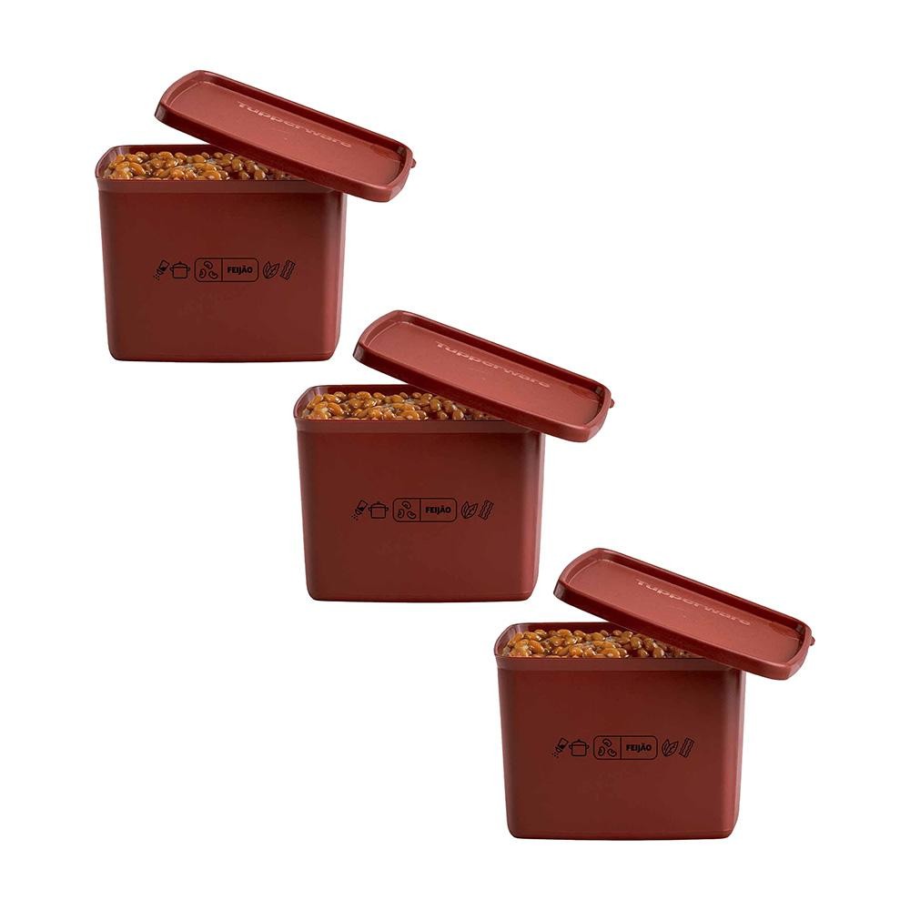 Kit com 3 Potes Herméticos Tupperware Jeitoso Mix Feijão Marrom 800ml em Oferta na Shopee