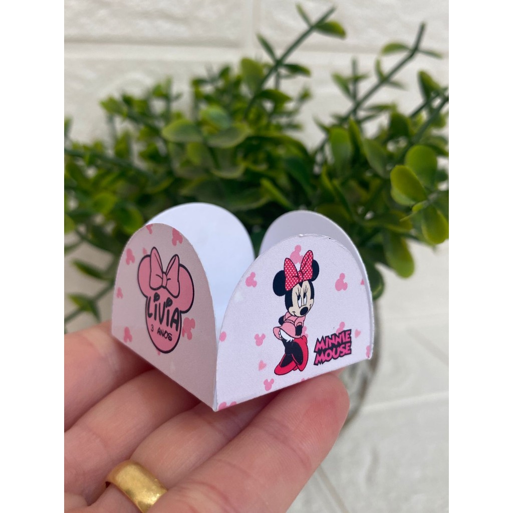 Forminha de doce brigadeiro Personalizada 40 a 120 Minnie Rosa - 4 pétalas - Festa de aniversário - Lembrancinha