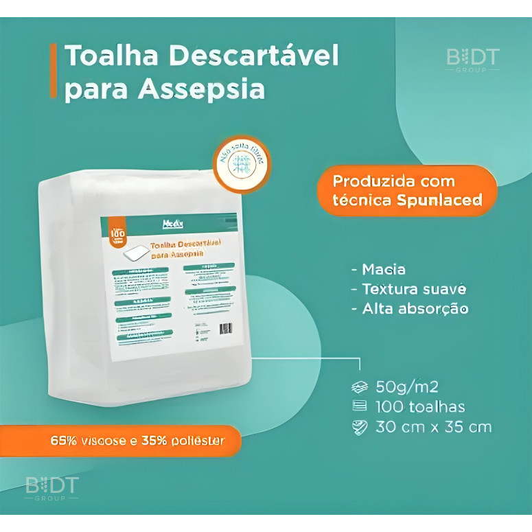 Toalha Descartável Para Assepsia 30cm x 35cm Pacote C/100 Unidades - Medix em Oferta na Shopee