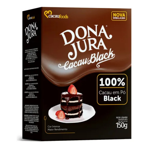 Cacau Em Pó 100% Chocolate Alcalino Black Dona Jura 150g