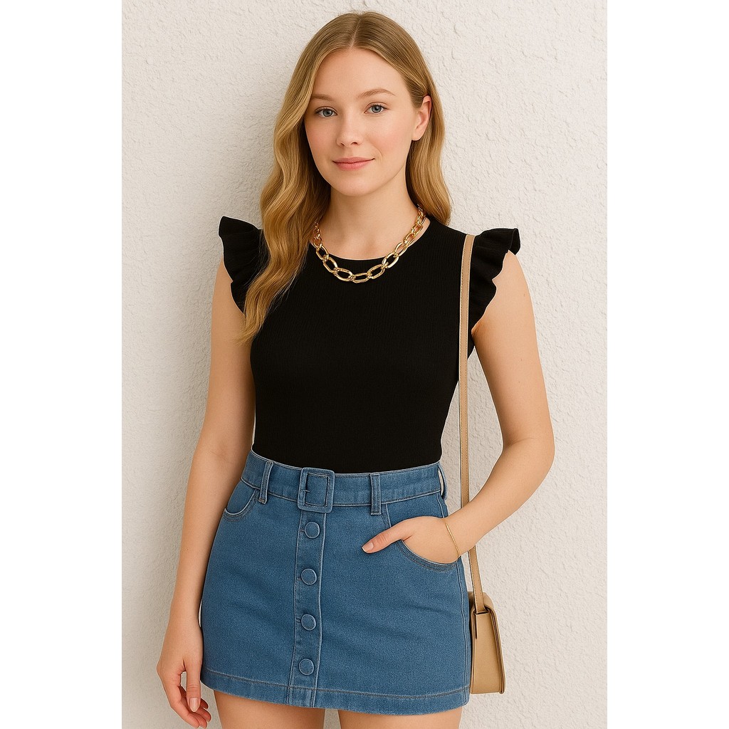 blusa blusinha moda feminina canelada manga curta babado blog tendência