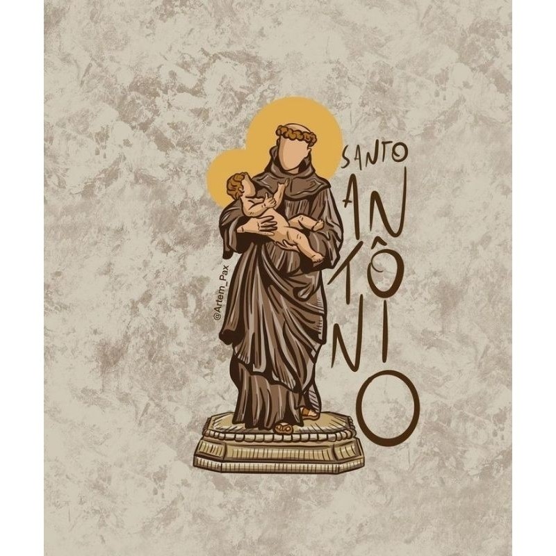 Quadro: Santo Antônio e O Menino Jesus (Imagem Semi-Minimalista, com Nome Inscrito).