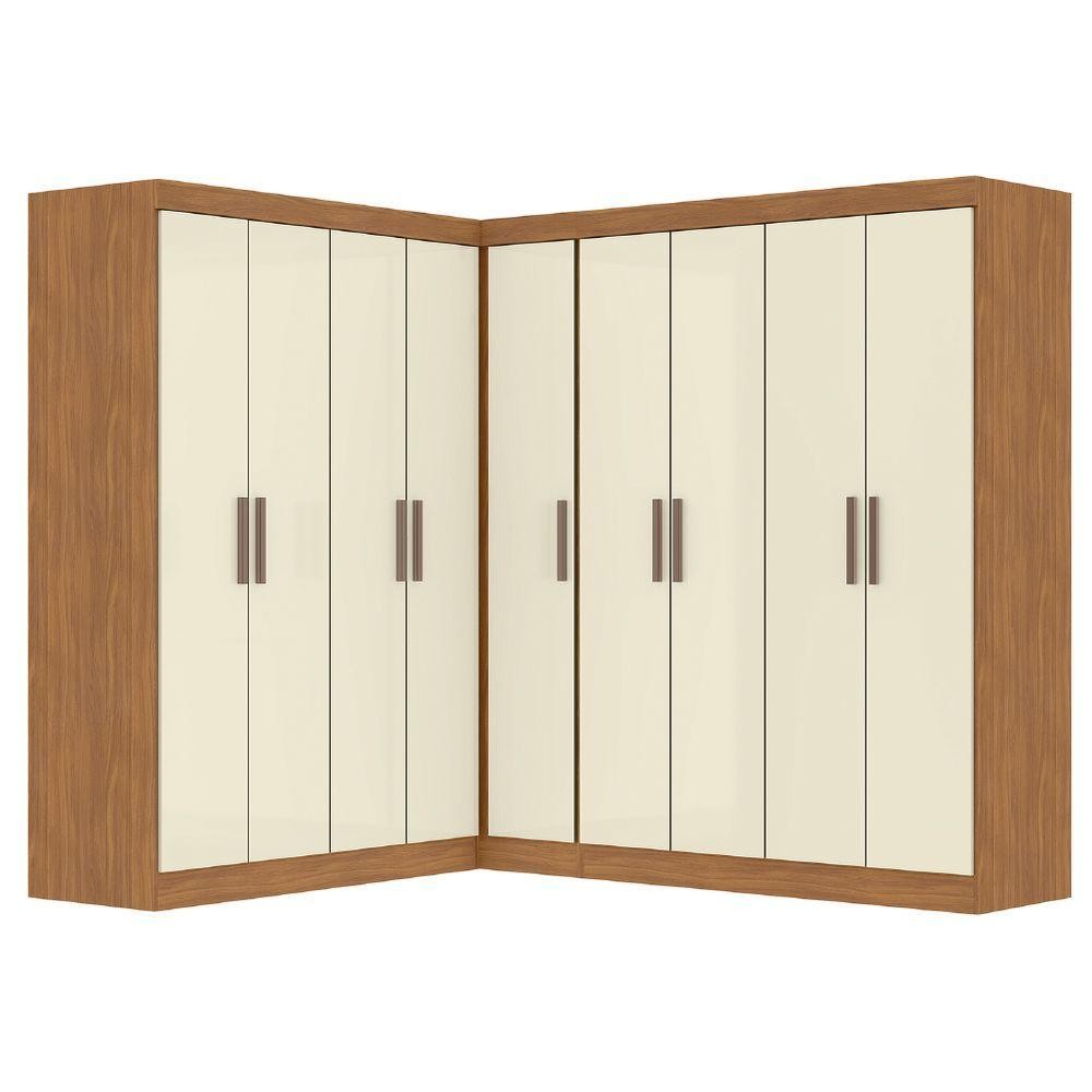 Guarda Roupas Modulado De Canto Madrid Com 9 Portas Maxel Madeirado/off White