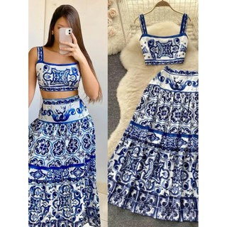 Feminino Elegante Paisley Impressão Conjunto De Duas Peças Verão Pescoço Quadrado Sem Mangas Regata Colete Cintura Alta 
