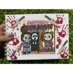 Livro de Colorir Terror Cutest Serial Killers – Capa Dura A5, Papel 120g – Personalizado