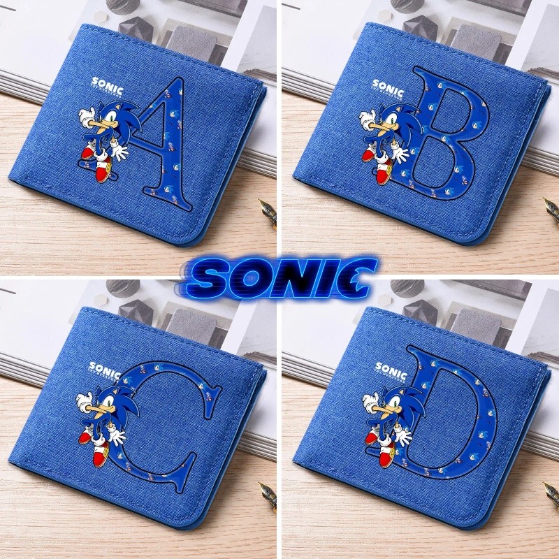 Carteira Dobrável Sonic Letter Az Portátil Com Zíper Pode Conter Moedas E Cartões Bancários