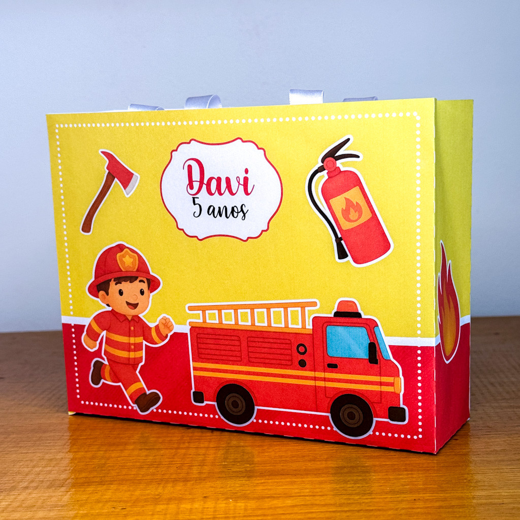 Kit Sacolinhas Surpresa BOMBEIROS - Personalizada - Pegue e Monte - Lembrancinha Festa