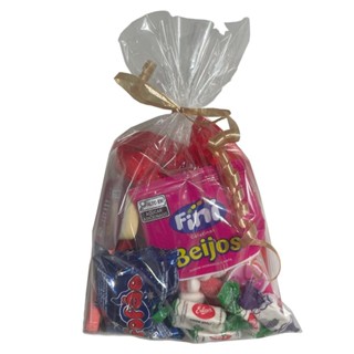 Kit sacolinhas surpresa 10 unidades prontas para aniversários, doces guloseimas bala pipoca pirulito em Oferta na Shopee