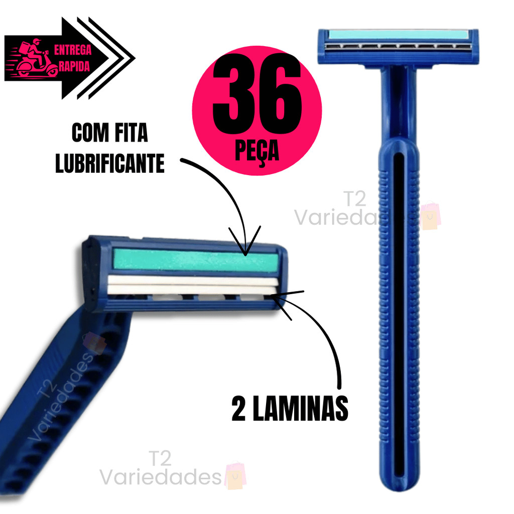 Kit 60 Barbeador Masculino e Feminino Aparelho de Barbear Intimo Descartável com Fita Lubrificante
