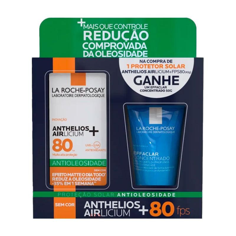 Kit La Roche-Posay Protetor Facial Anthelios Airlicium FPS 80 40g + Gel de Limpeza Effaclar 50g