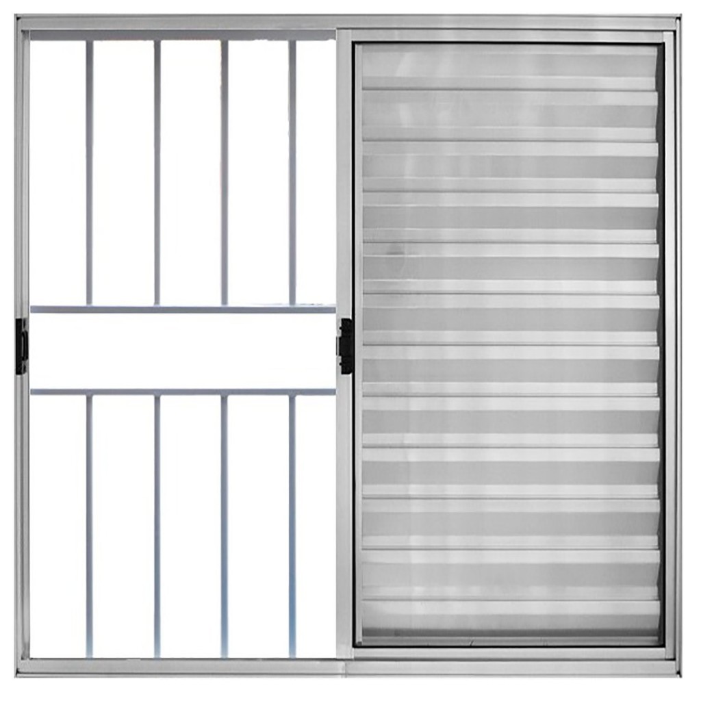 Janela de Alumínio Veneziana 100x100cm 3 Folhas Grade Hale Esquadrias Cromado em Oferta na Shopee