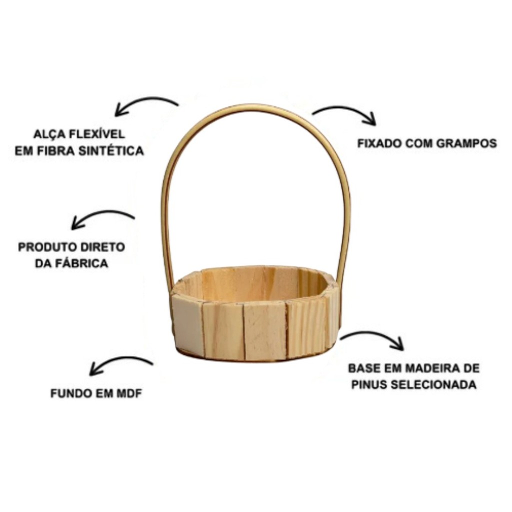 Kit 50 Cestas Oval Madeira Pinus 15cm Artesanal para Presente Lembrancinha Decoração, ATACADO