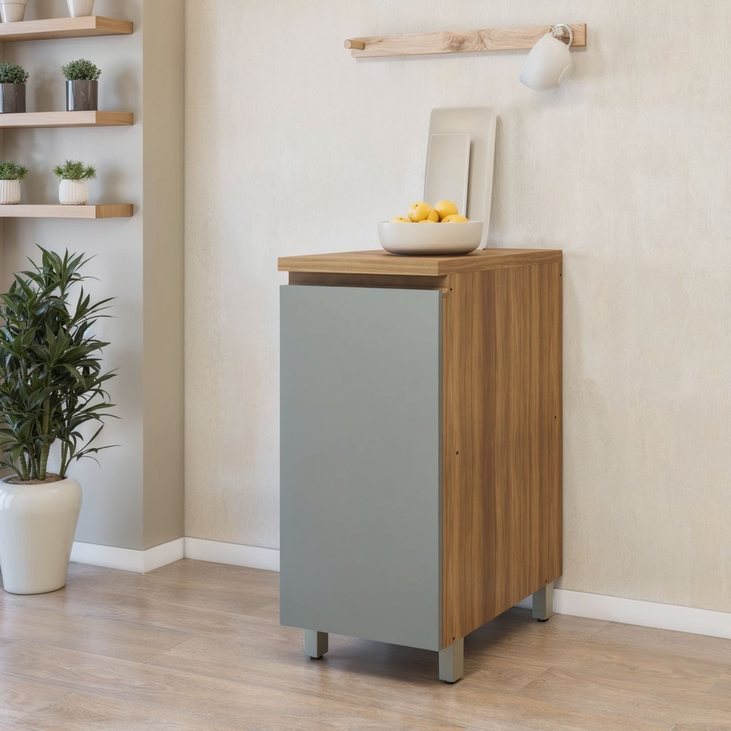 Balcão 1 Porta  Rainha 40Cm 100% Mdf Nature/Verde em Oferta na Shopee