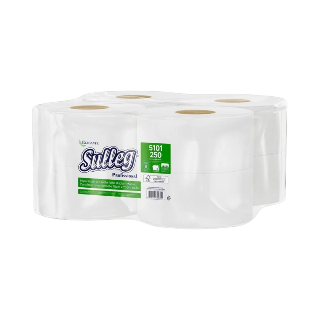 Papel Higiênico Rolão Folha Dupla Elegante 8x250m Sulleg