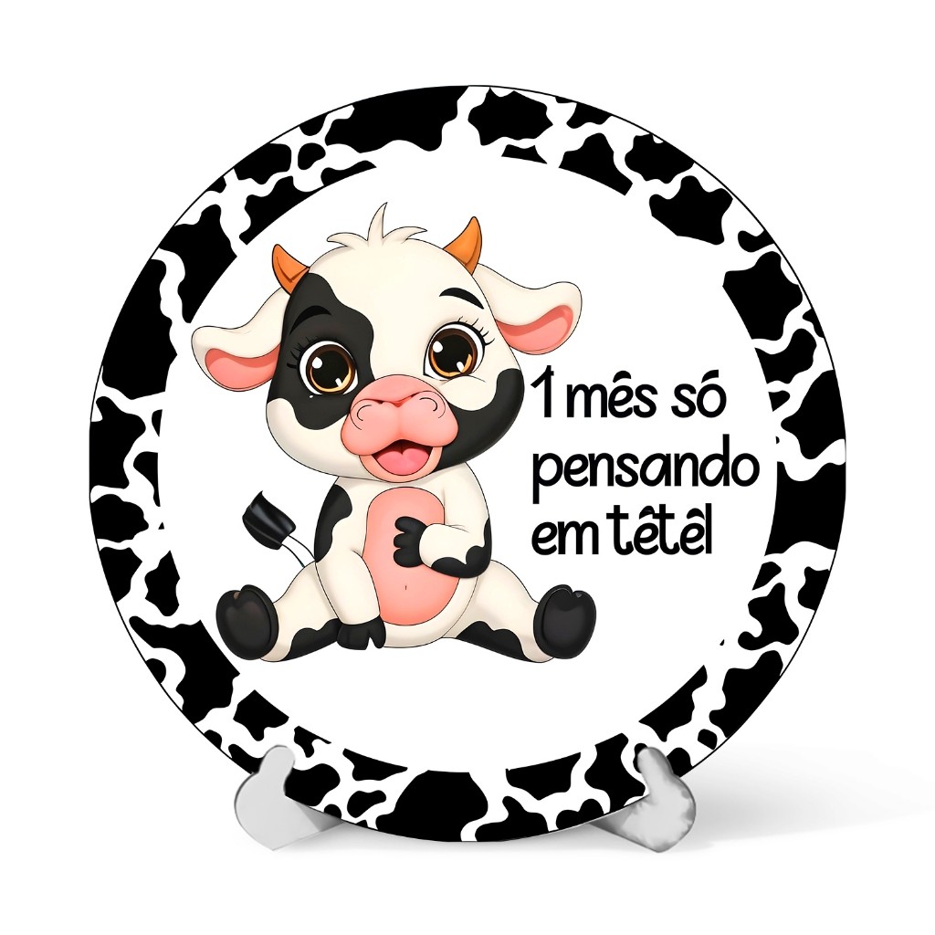 Capa Painel Redondo Mesa Mês Versario da Vaquinha Sublimado C/ Elástico 50×50Cm em Oferta na Shopee