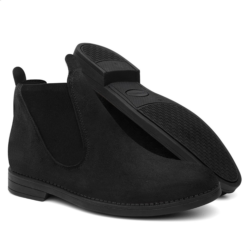 Botina Couro Masculina Casual Chelsea Em Couro Sintético Camurça Reforçado Flexen. FRETE GRATIS