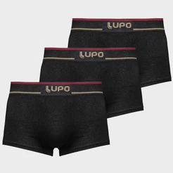 Kit 3 Cuecas Lupo Sunga Sem Costura Preta