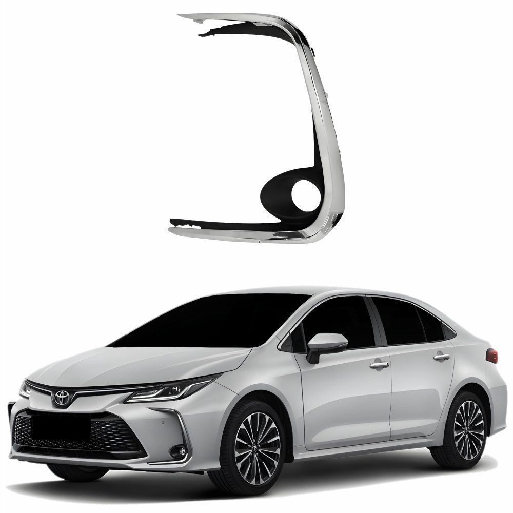 Grade Parachoque Toyota Corolla 2020 2021 2022 Com Furo Com Friso Cromado Lado Esquerdo Motorista