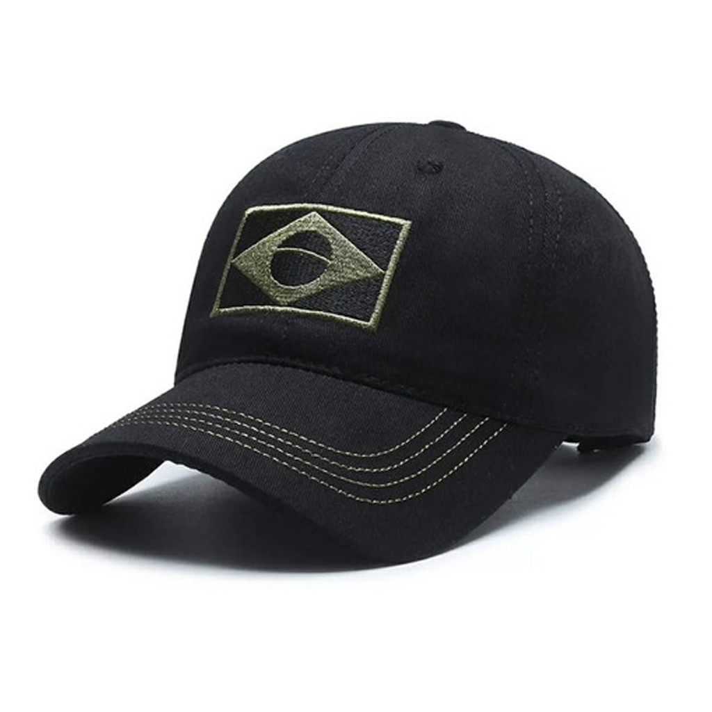 Boné Militar Com Bandeira Brasil Bordada Boné Tático Aba Baseball Curva Fecho Fivela