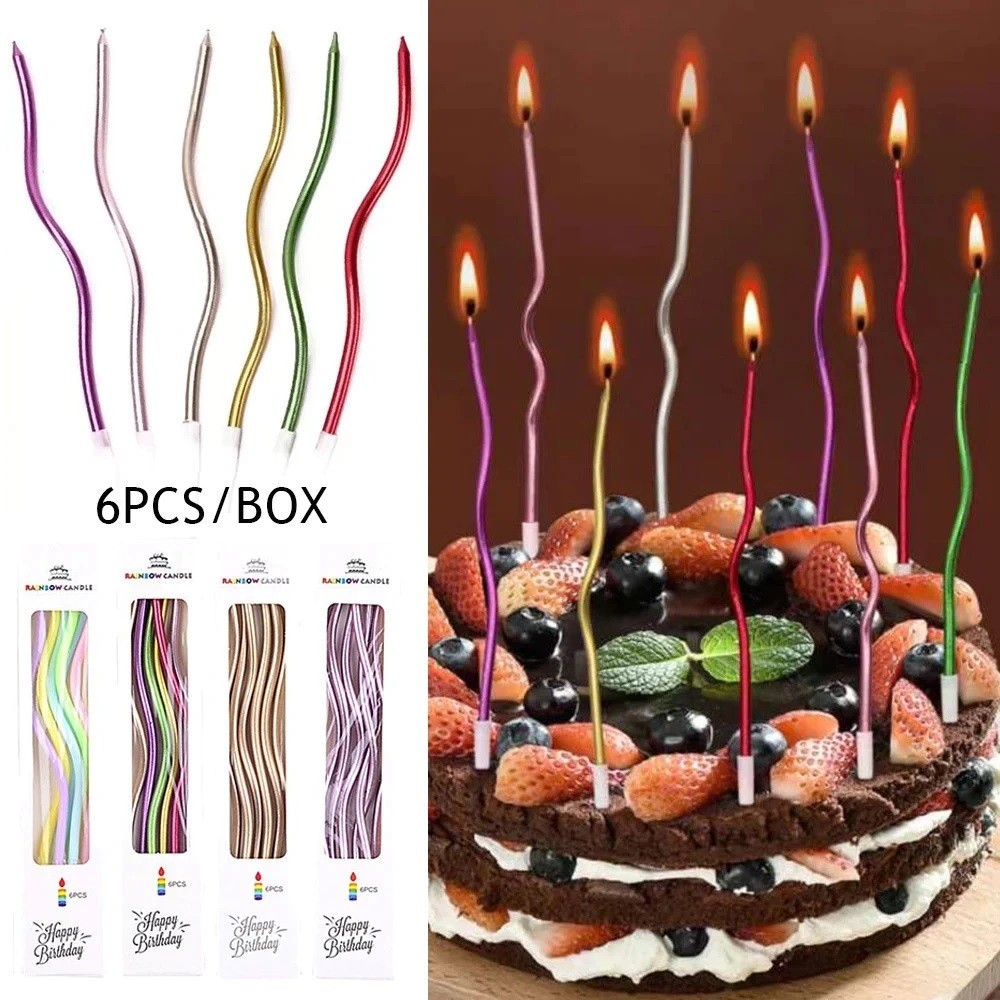 Vela de Anivesario para Festa Parafina 6Peças para Decoração, Bolo de Bricolage, Curva, Casamento e Aniversário em Oferta na Shopee