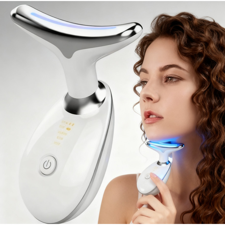 Portátil Beleza Pele Firmeza Pescoço Led Vibração Fóton Levanta A Anti-Rugas Remover Massageador