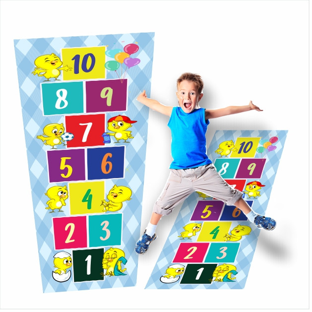 Lindo Tapete Jogo da Amarelinha Infantil Pintinho Amarelinho, Presente, menino ou menina, aniversário, dia das criança,
