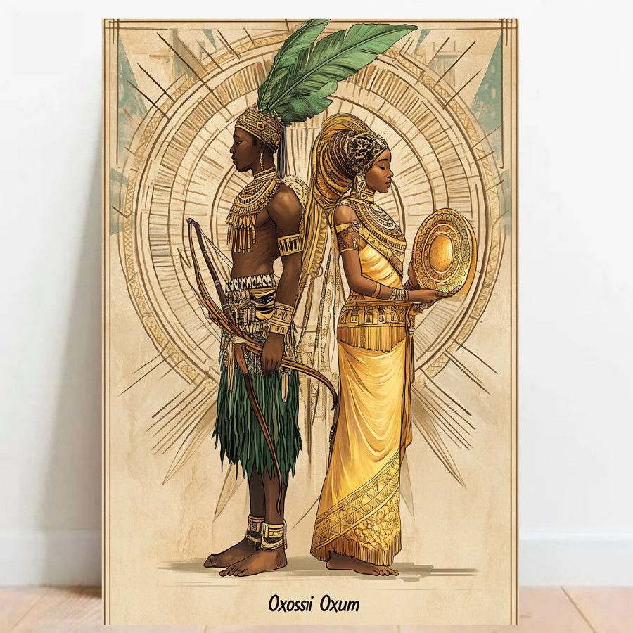 Quadro Placa decorativa Oxossi e Oxum Orixá Umbanda Candomblé Decorativo Oxalá 05