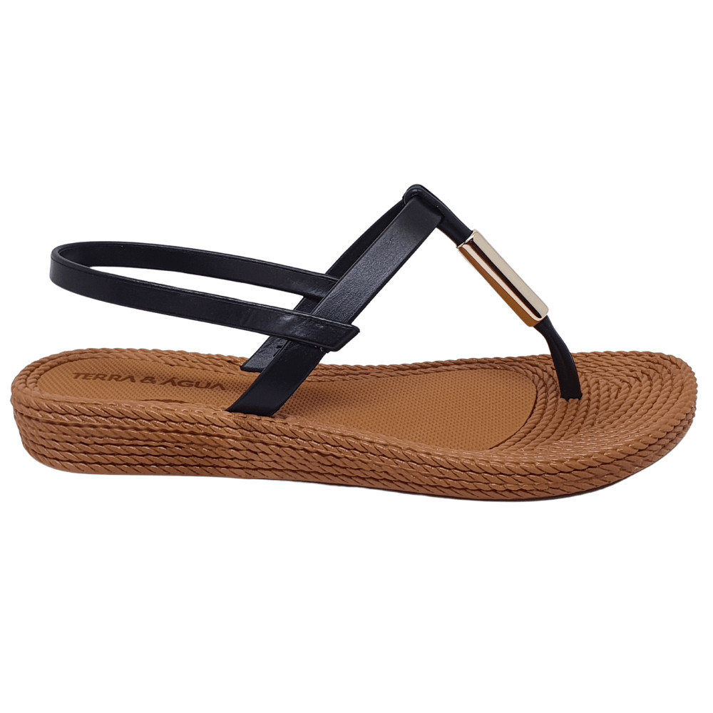 Sandalia Feminina Flat Palmilha Macia Leve Confortavel Faciste Plantar Terra & Agua