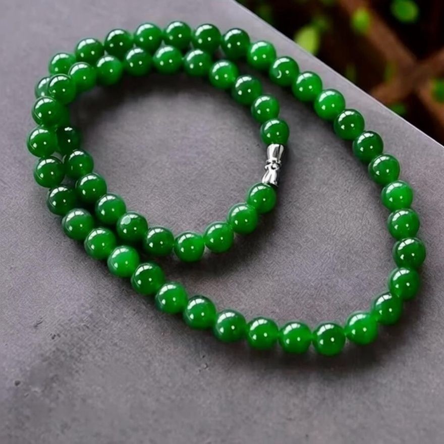Boutique Jasper colar Premium completo verde jade masculino feminino clavícula corrente Natural jade cor espinafre verde