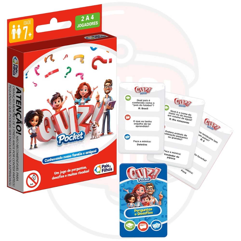JOGO QUIZ POCKET PAIS E FILHOS CARTAS BRINQUEDOS EDUCATIVO DESAFIO CRIANÇAS PERGUNTA RESPOSTA MESA & · foto 2