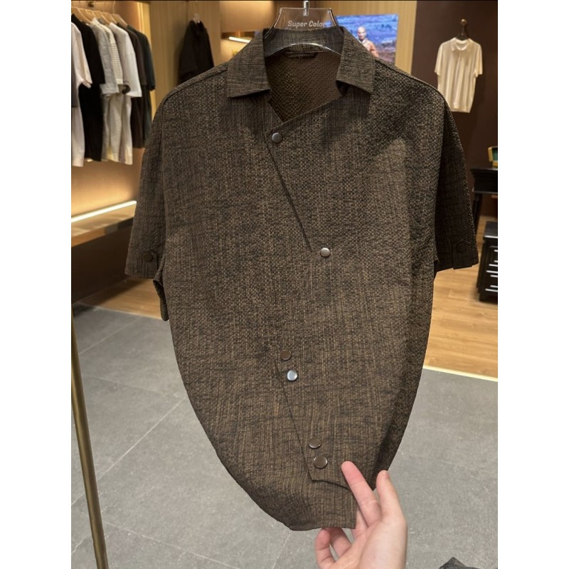 Camisa POLO masculina de manga curta Merad Brown Street Wear Design Nicho Marrom Camisa de meia manga estilo dinheiro an