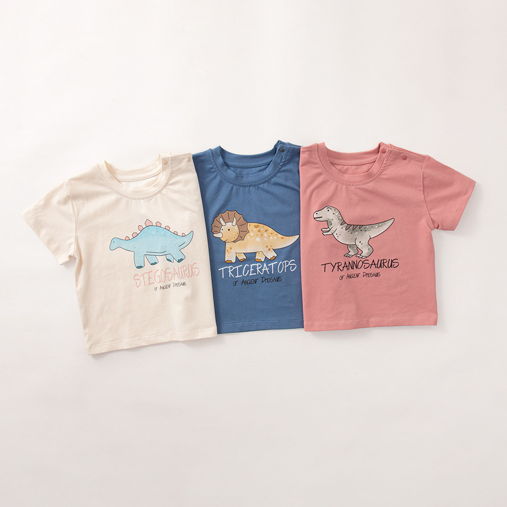 Desenhos animados dinossauro impressão curto t verão estilo fino bebê criança de manga curta bonito camiseta bebê moda A